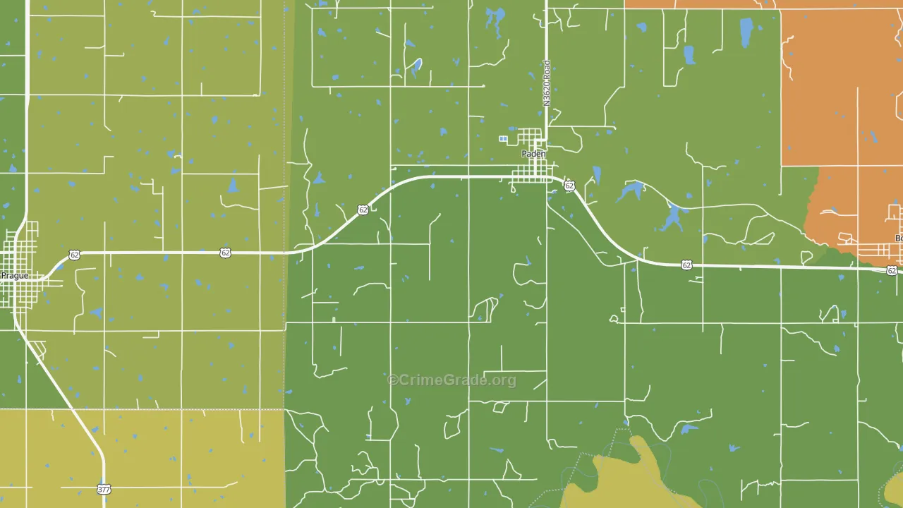 Paden, OK Map of Vandalism Rates