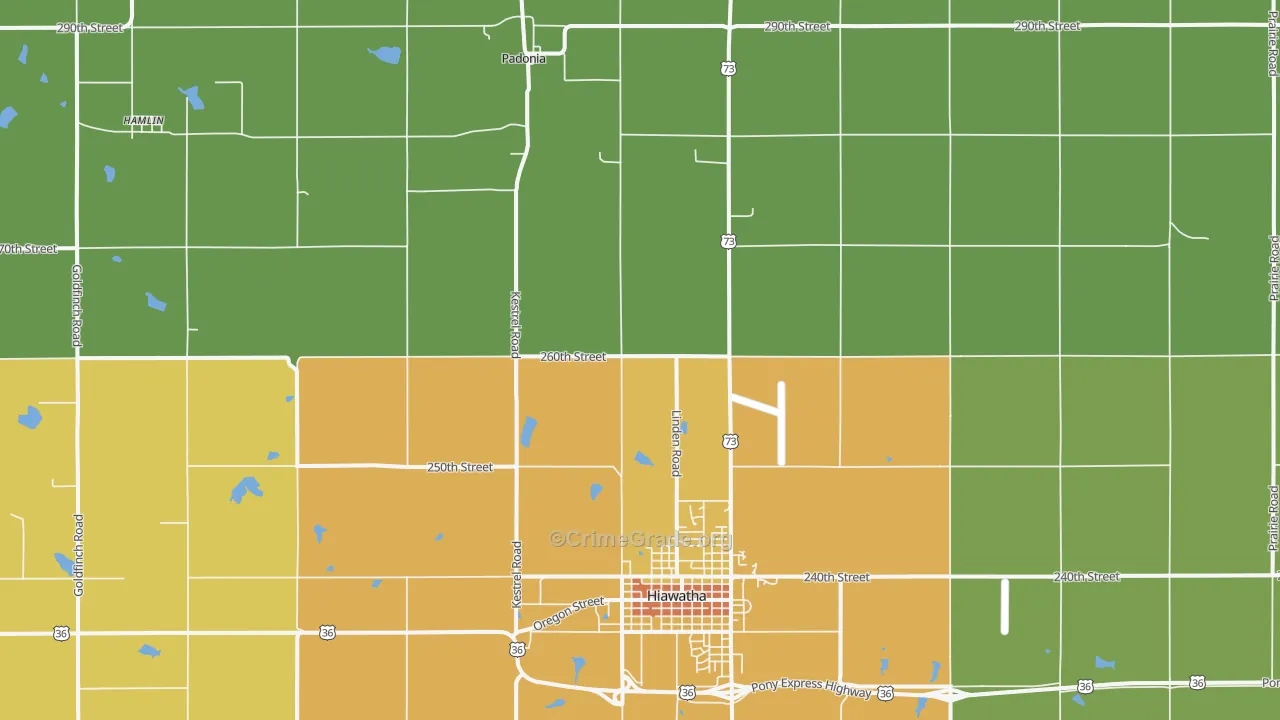 Padonia, KS Map of Vandalism Rates
