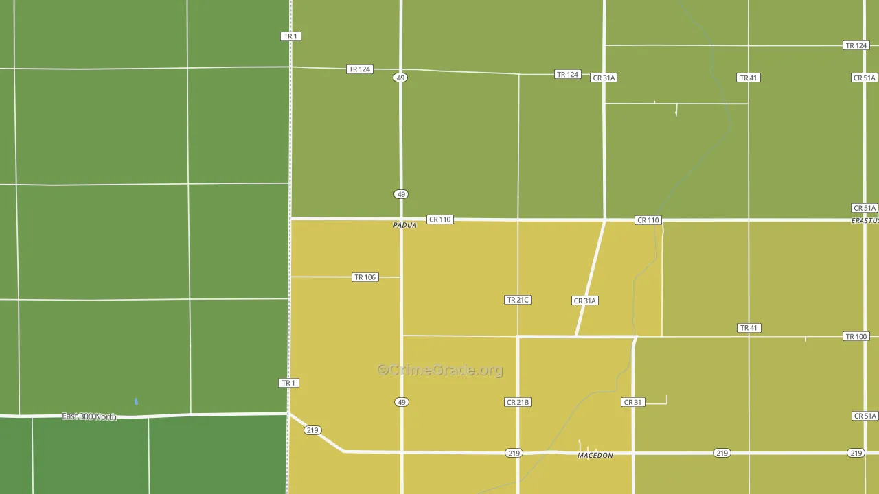 Padua, OH Map of Vandalism Rates
