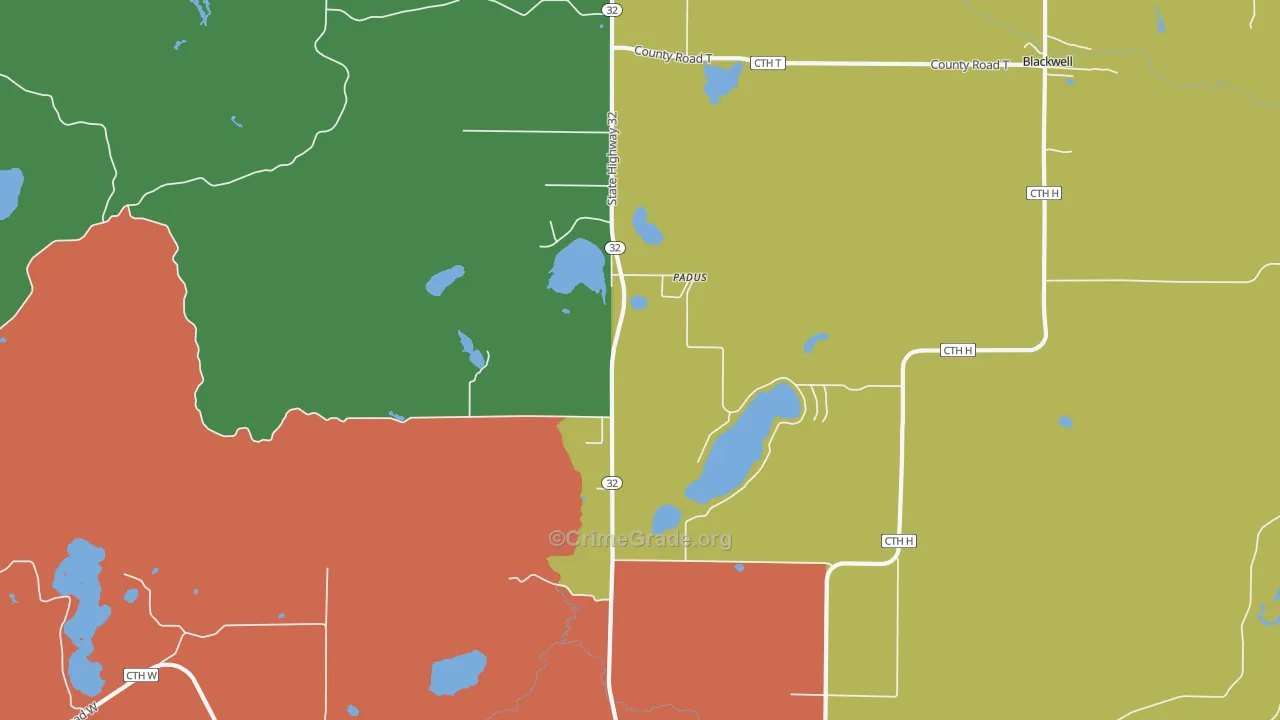 Padus, WI Map of Vandalism Rates