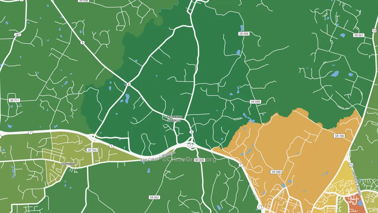 Paeonian Springs, VA Map of Vandalism Rates