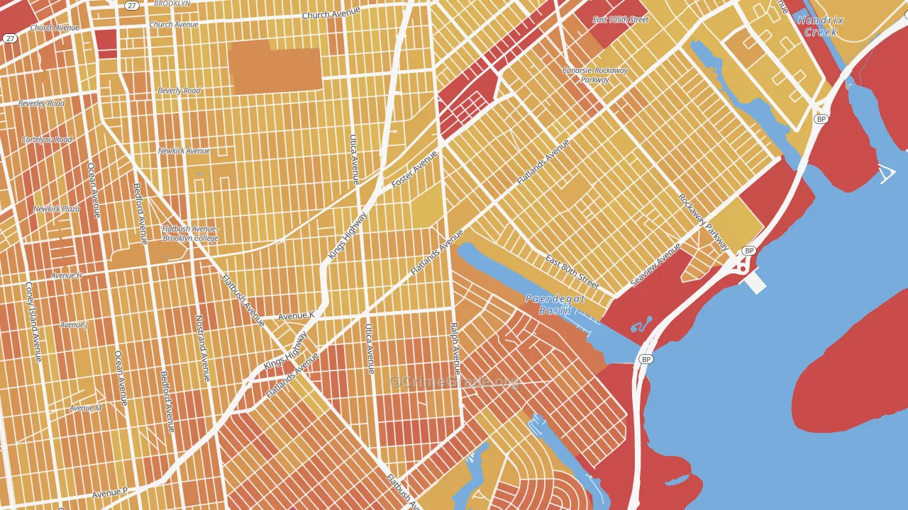 Paerdegat, Brooklyn, NY Map of Vandalism Rates
