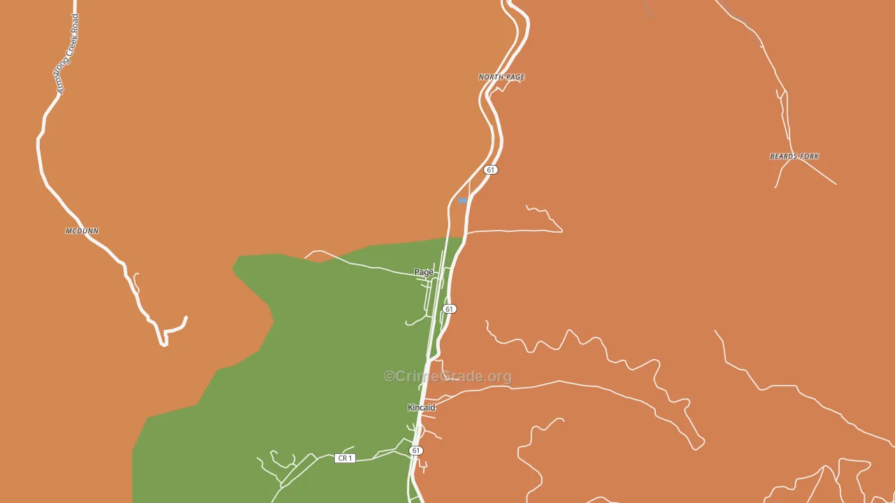Page, WV Map of Vandalism Rates