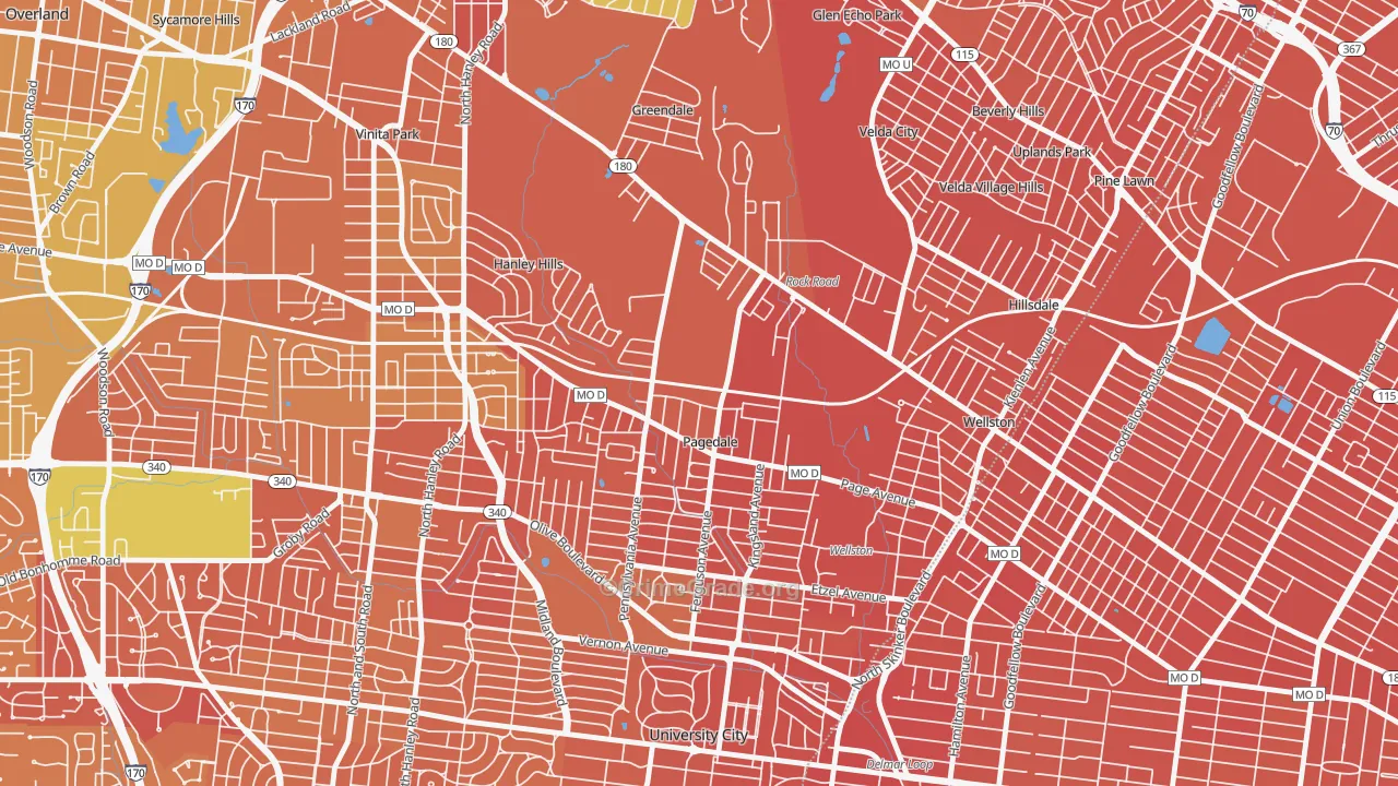 Pagedale, MO Map of Vandalism Rates