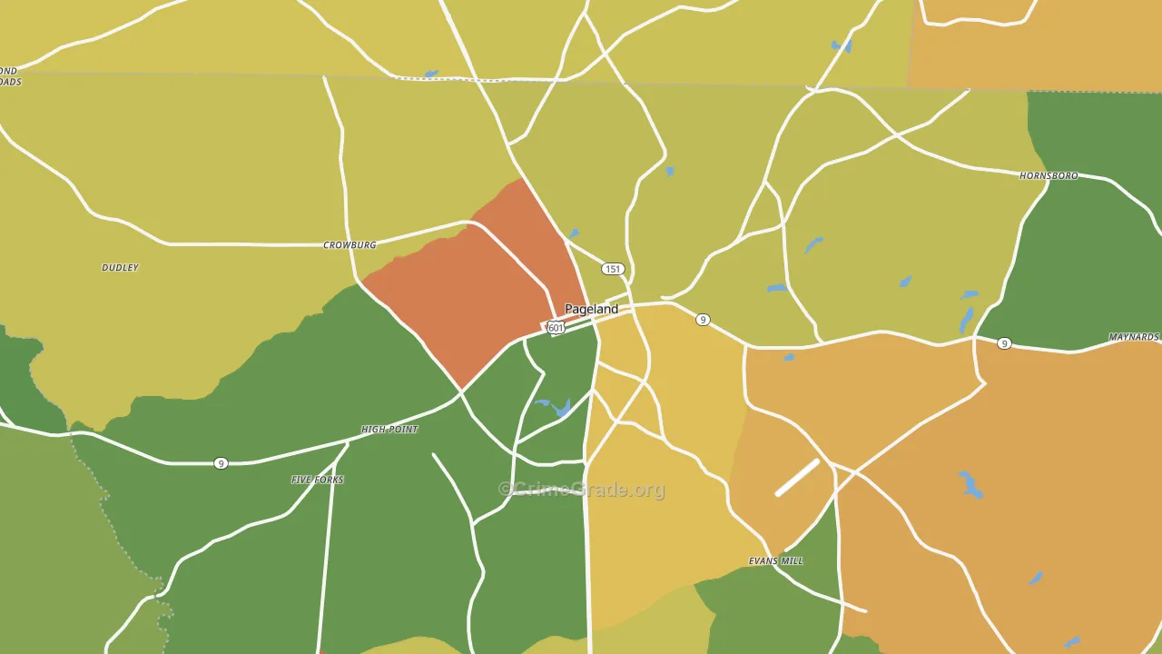 Pageland, SC Map of Vandalism Rates