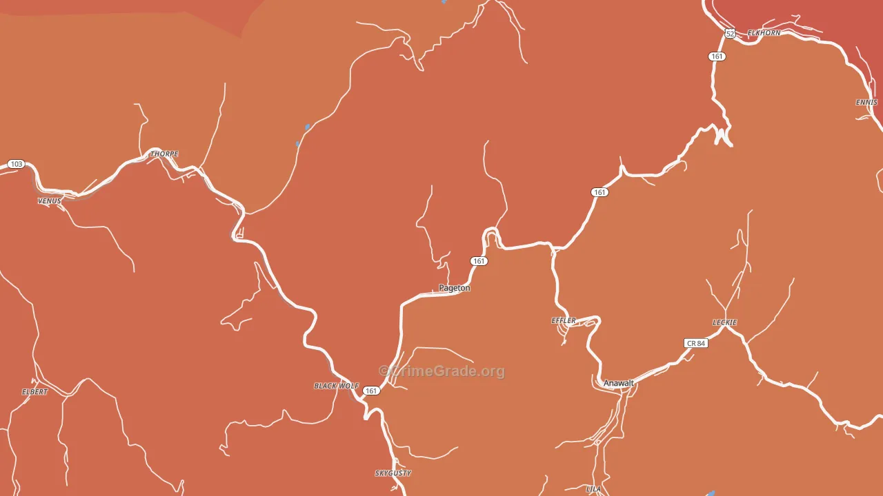 Pageton, WV Map of Vandalism Rates
