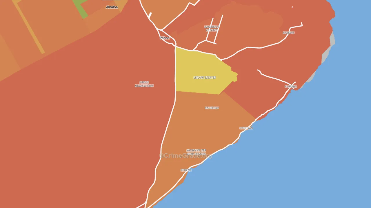 Pahoa, HI Map of Vandalism Rates