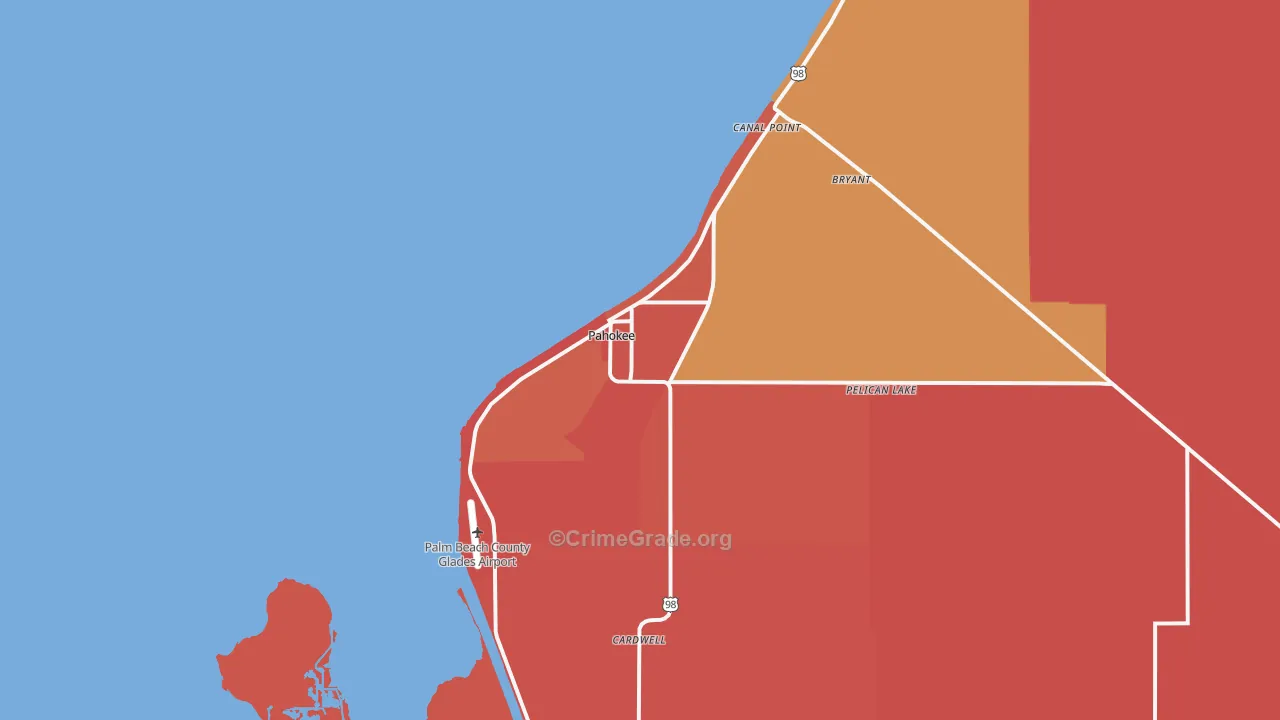 Pahokee, FL Map of Vandalism Rates