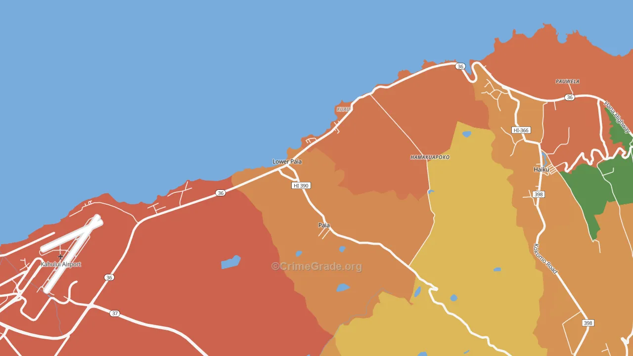 Paia, HI Map of Vandalism Rates