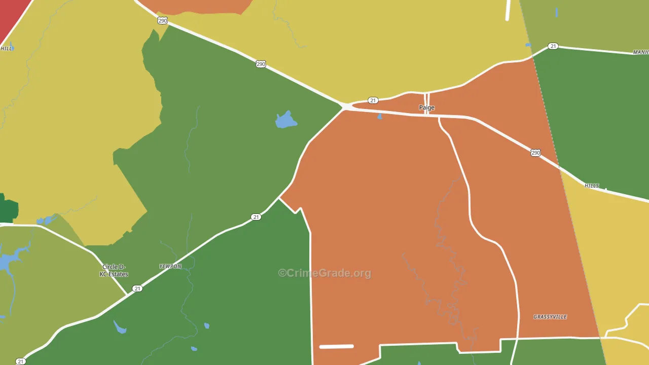 Paige, TX Map of Vandalism Rates