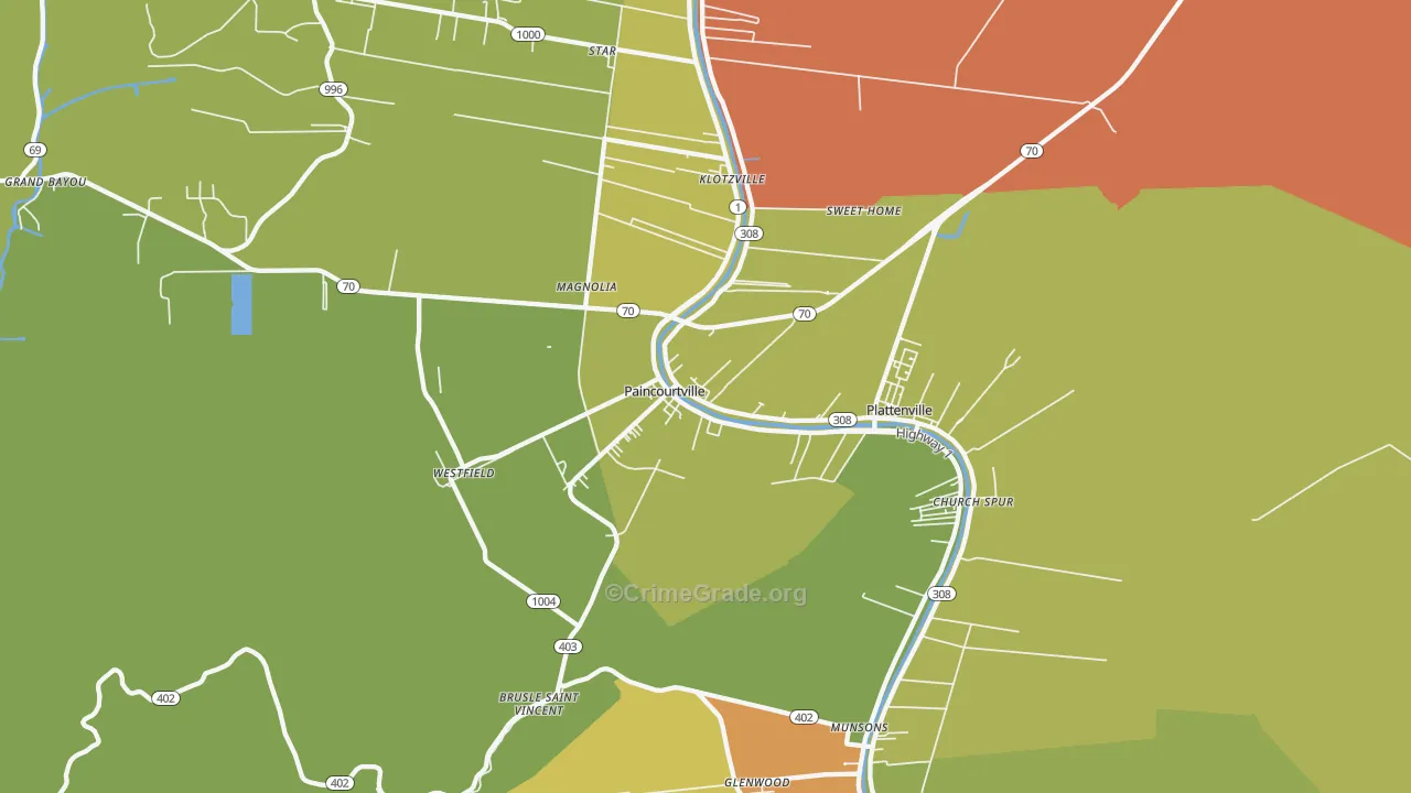 Paincourtville, LA Map of Vandalism Rates