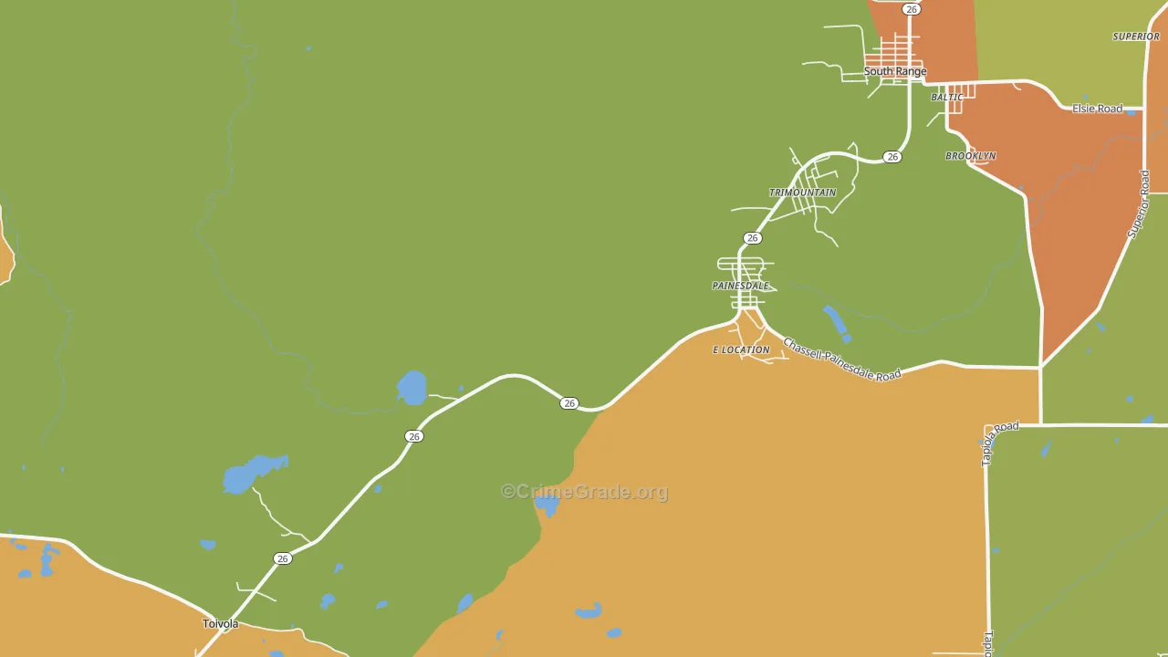 Painesdale, MI Map of Vandalism Rates