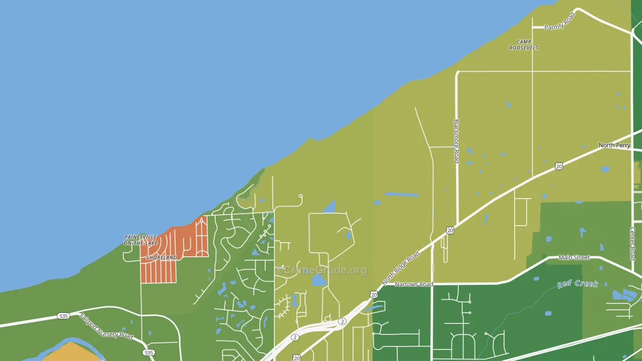 Painesville on the Lake, OH Map of Vandalism Rates