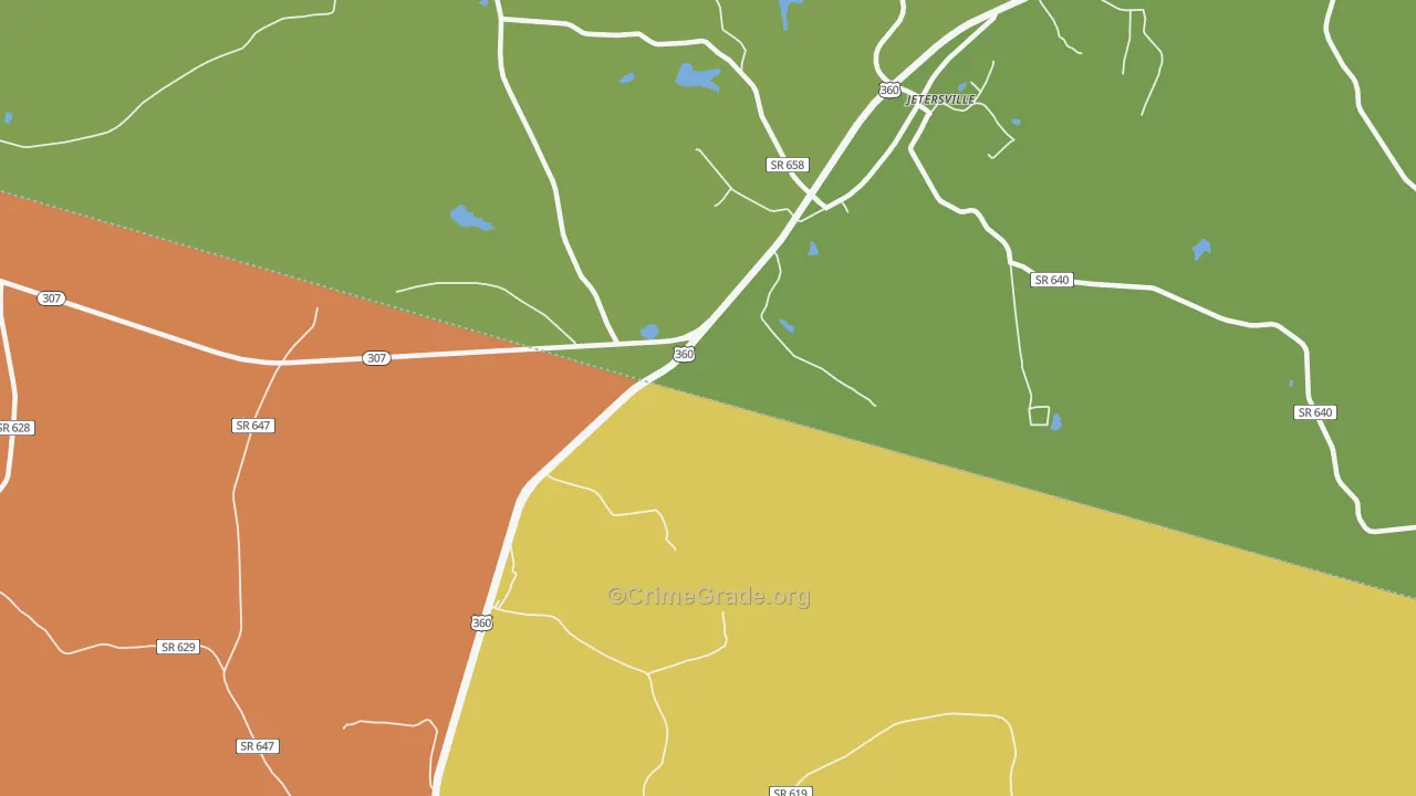 Paineville, VA Map of Vandalism Rates