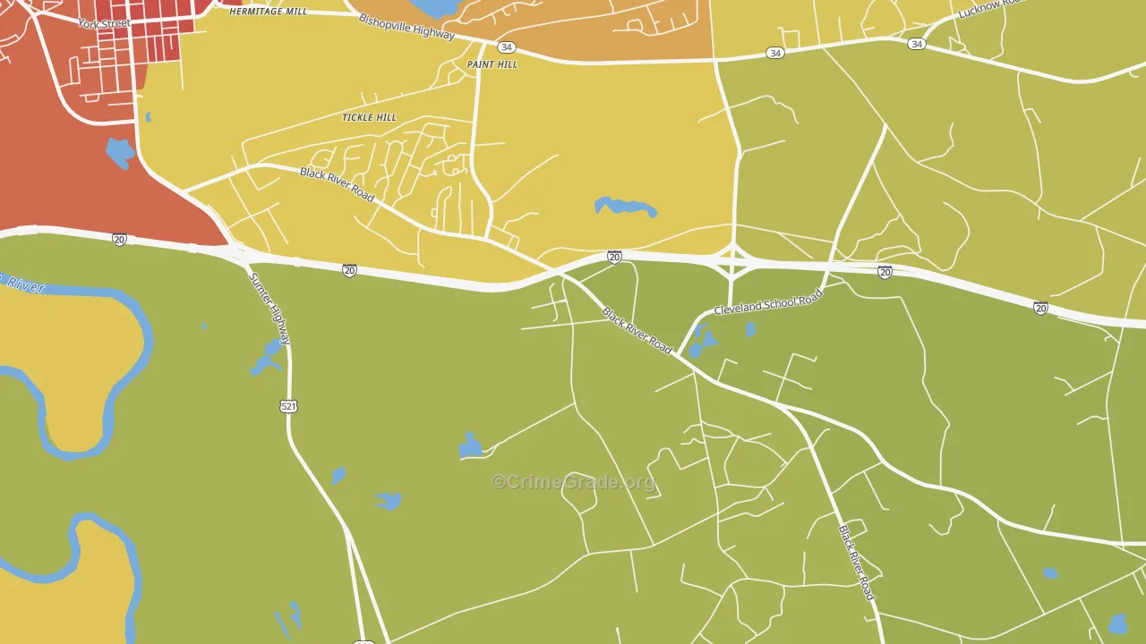 Paint Hill, SC Map of Vandalism Rates
