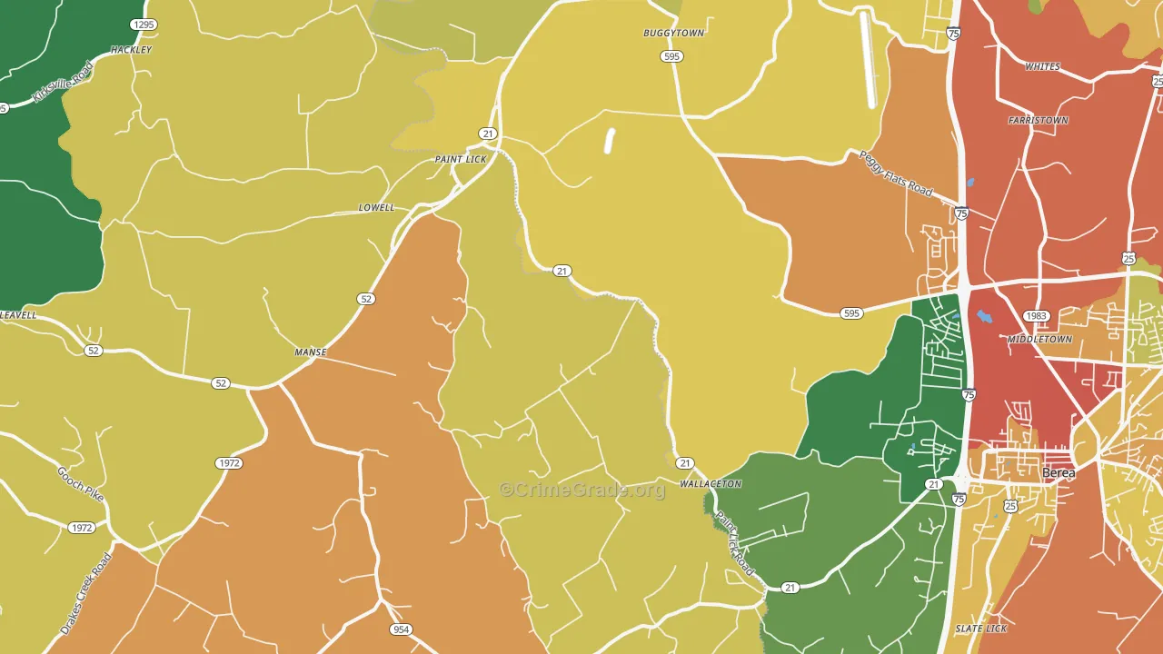 Paint Lick, KY Map of Vandalism Rates