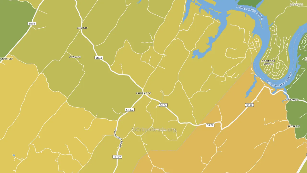 Paint Rock, TN Map of Vandalism Rates