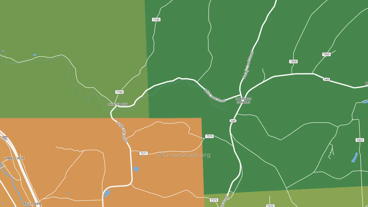 Painter Run, PA Map of Vandalism Rates