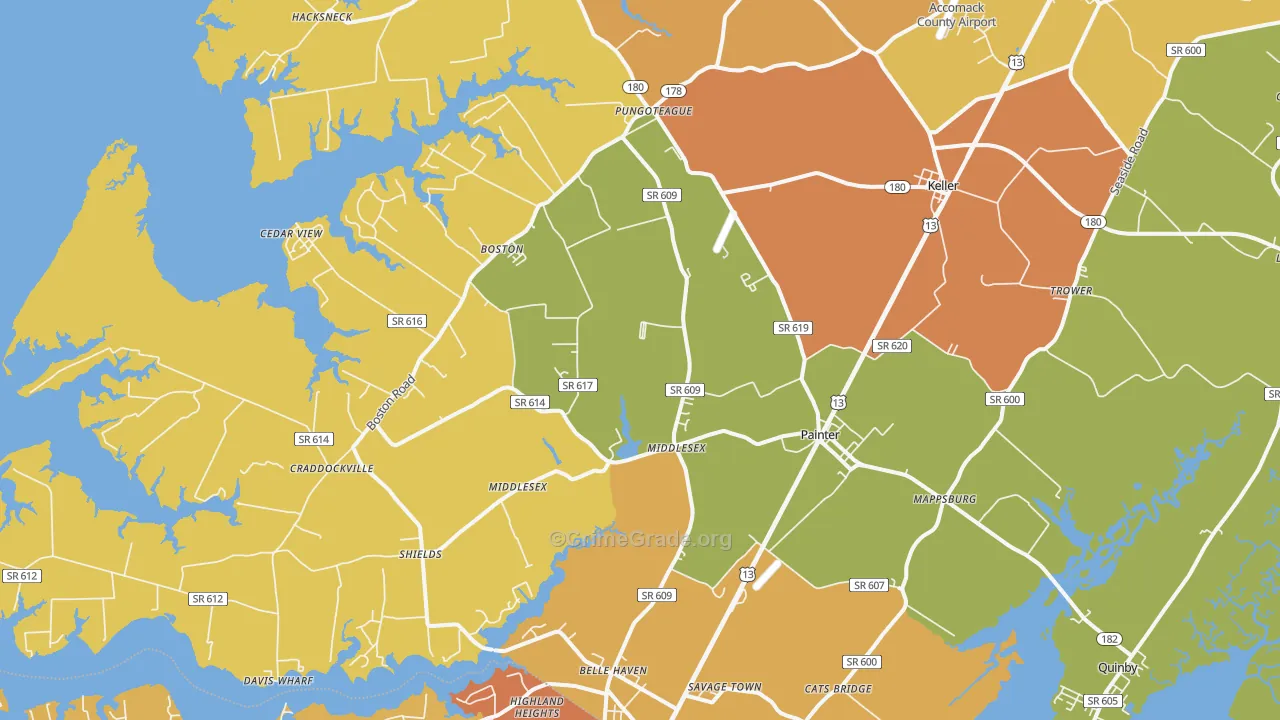 Painter, VA Map of Vandalism Rates