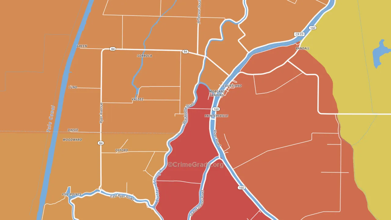 Paintersville, CA Map of Vandalism Rates