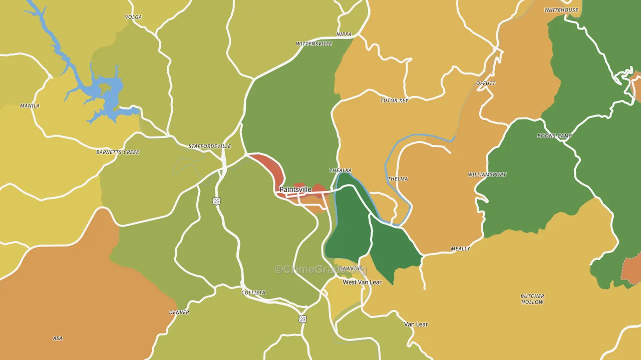 Paintsville, KY Map of Vandalism Rates