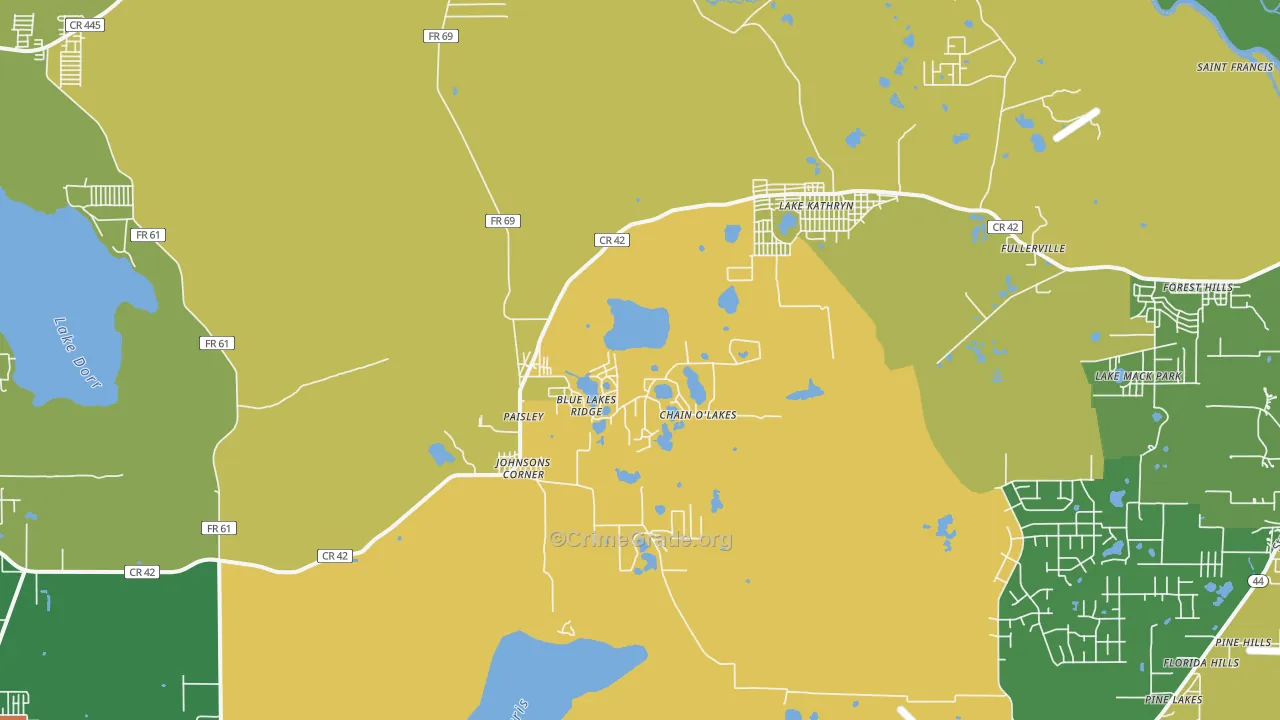 Paisley, FL Map of Vandalism Rates