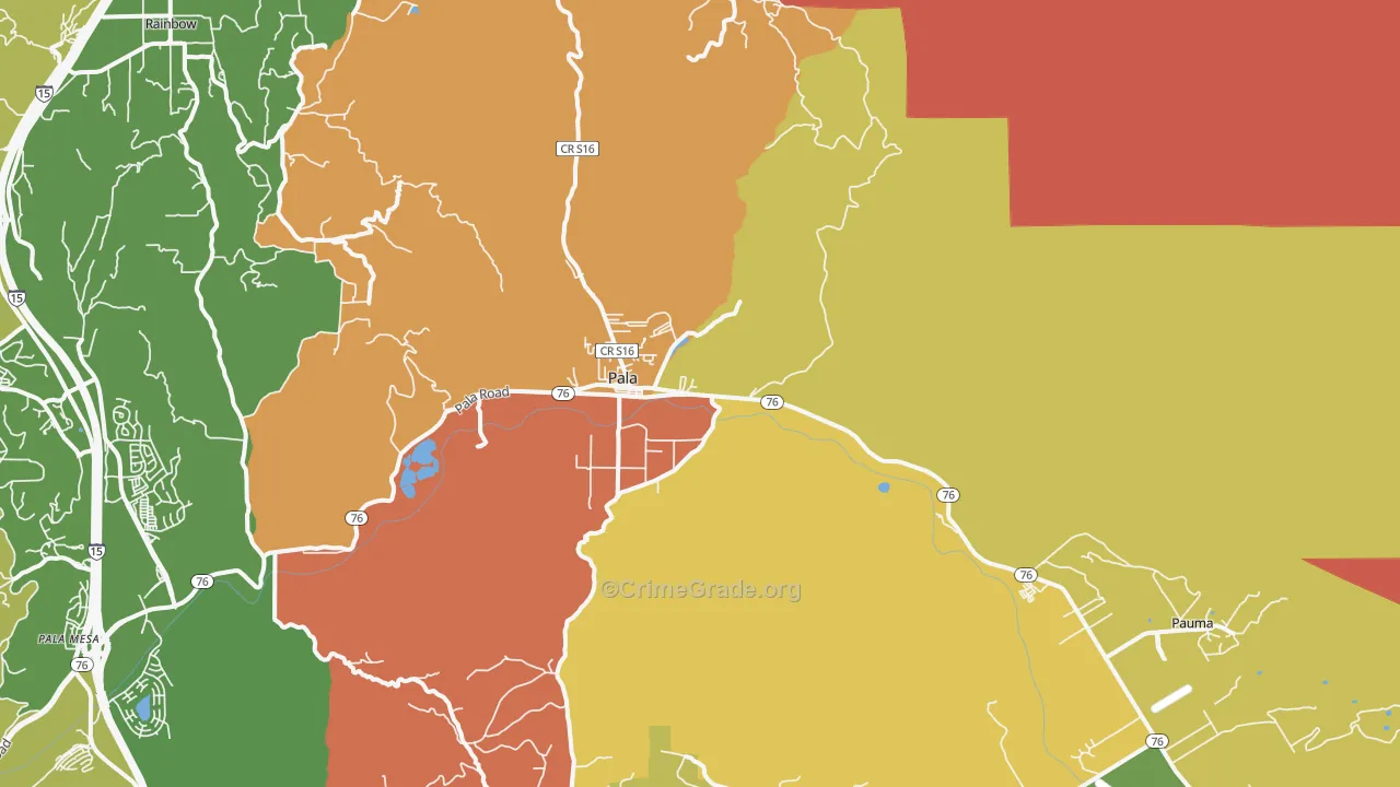 Pala, CA Map of Vandalism Rates