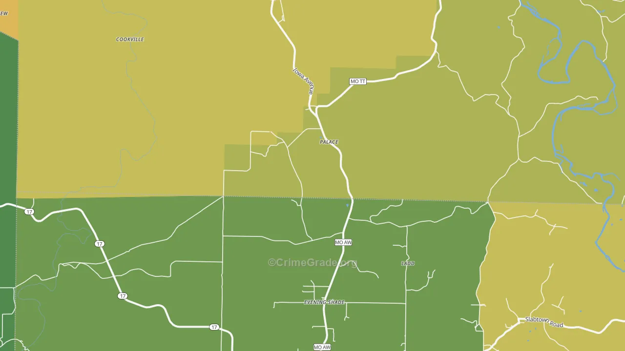 Palace, MO Map of Vandalism Rates