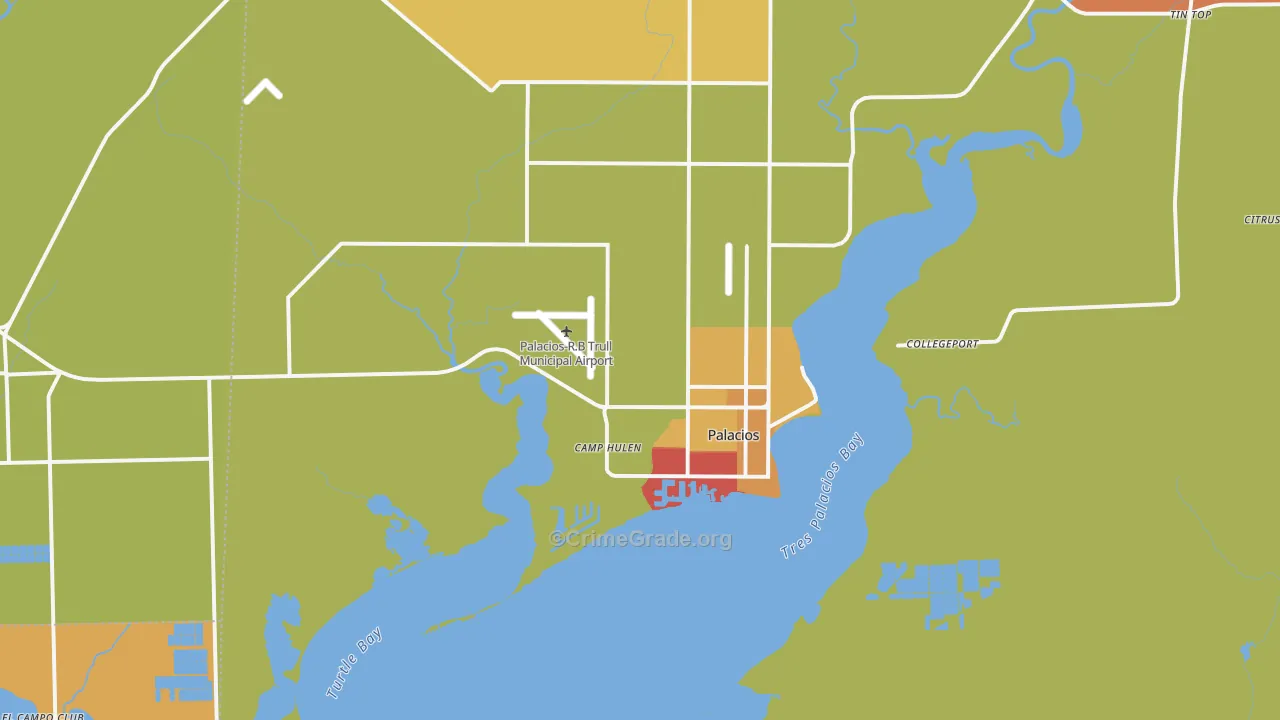 Palacios, TX Map of Vandalism Rates