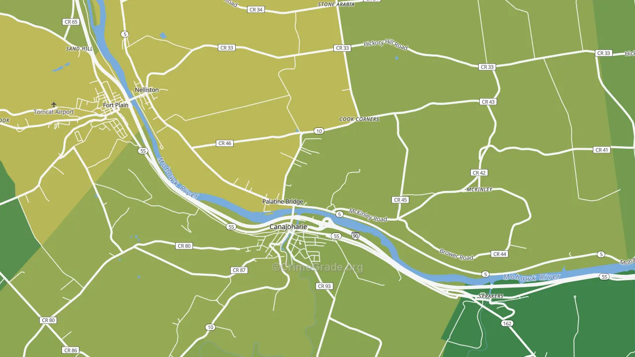 Palatine Bridge, NY Map of Vandalism Rates