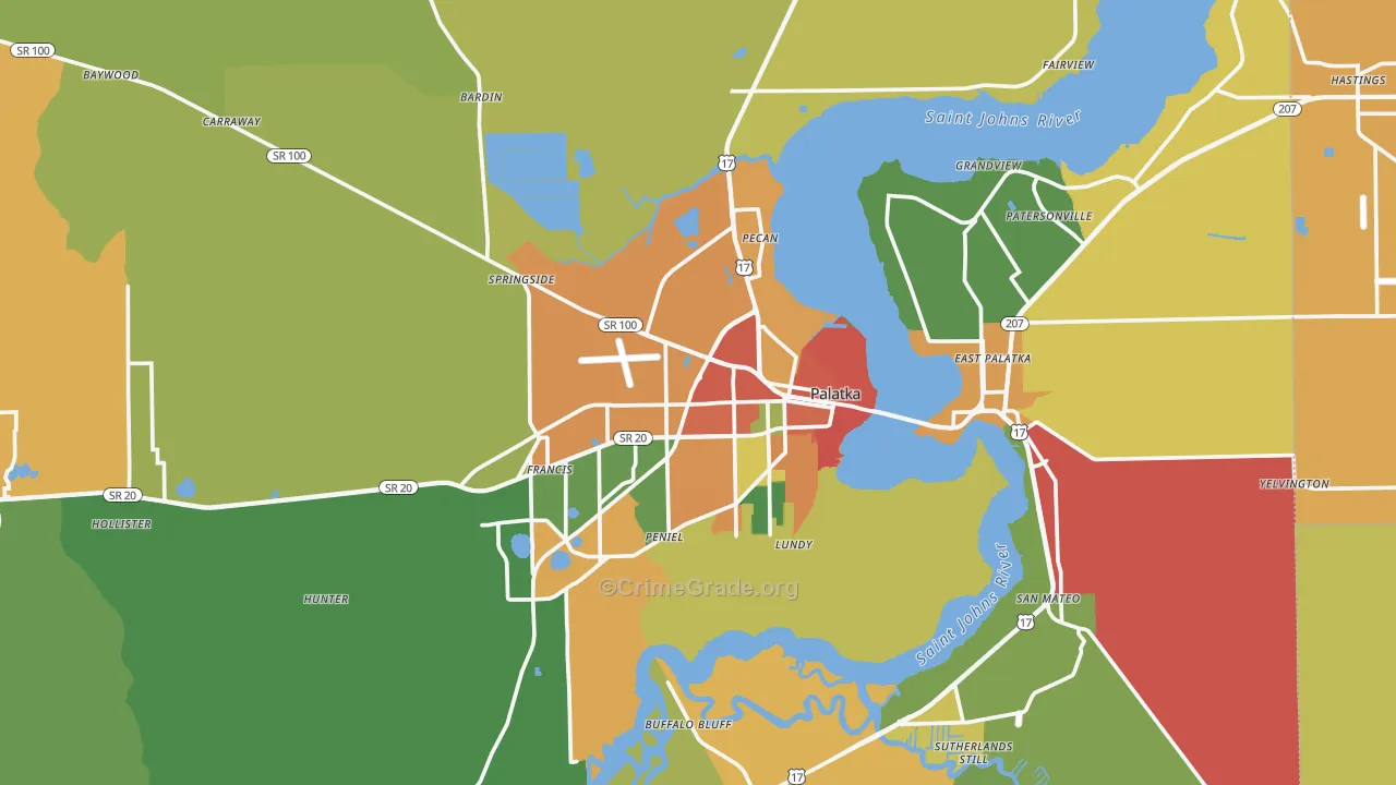 Palatka, FL Map of Vandalism Rates
