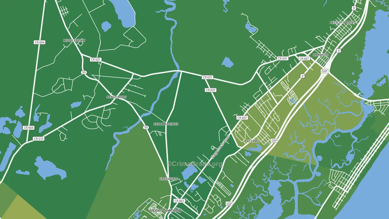 Palermo, NJ Map of Vandalism Rates