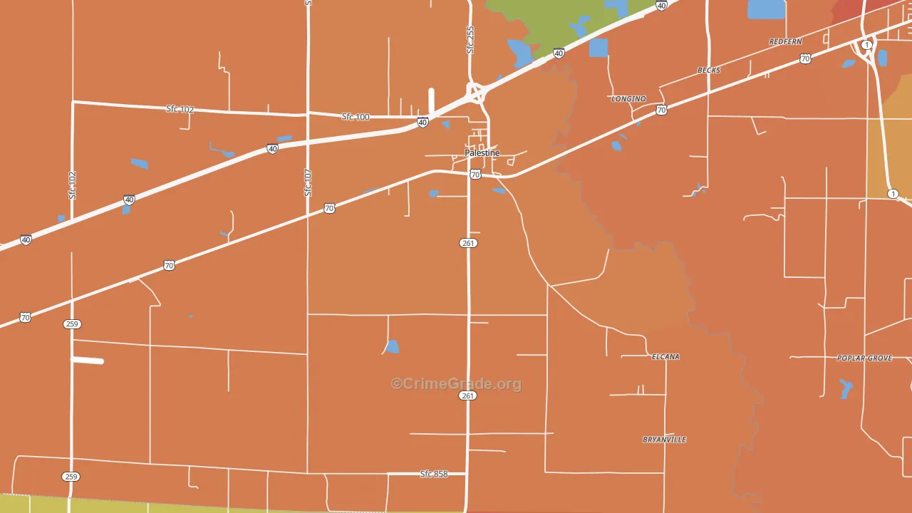 Palestine, AR Map of Vandalism Rates