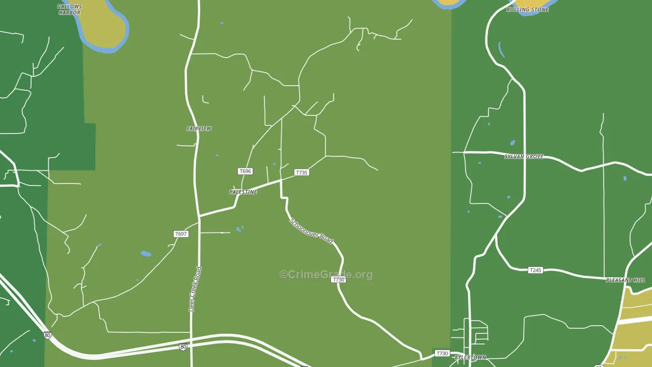 Palestine, PA Map of Vandalism Rates