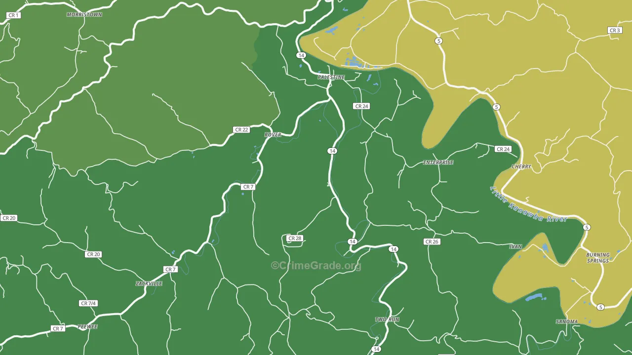 Palestine, WV Map of Vandalism Rates
