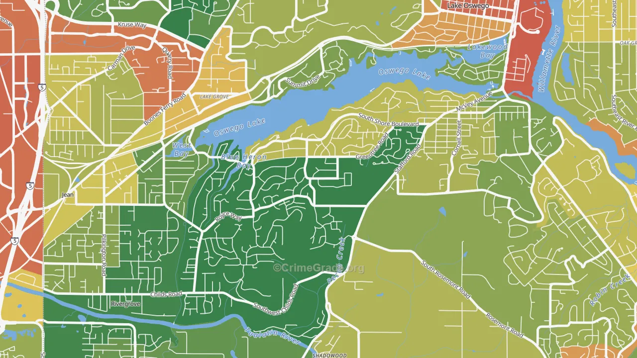 Palisades, Lake Oswego, OR Map of Vandalism Rates