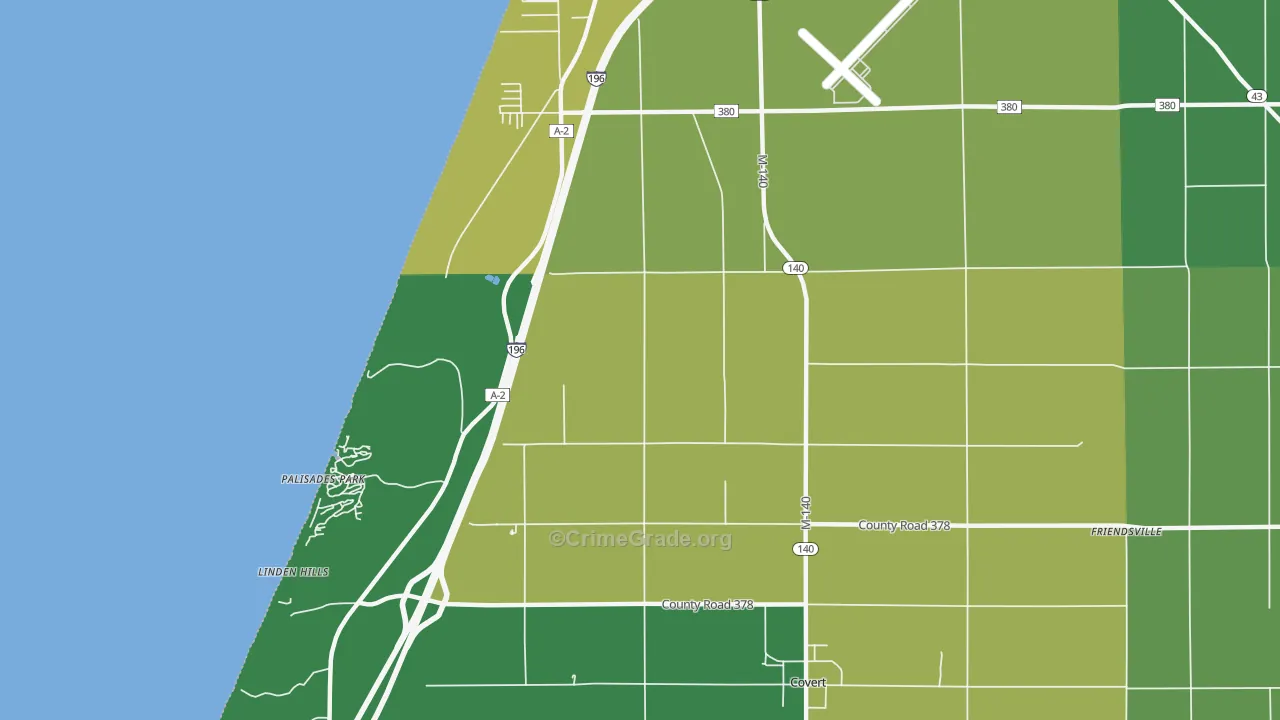 Palisades Park, MI Map of Vandalism Rates