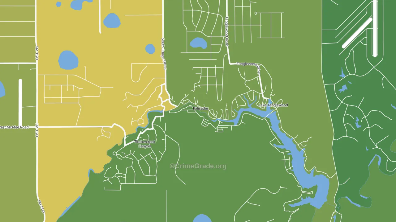Palisades, TX Map of Vandalism Rates