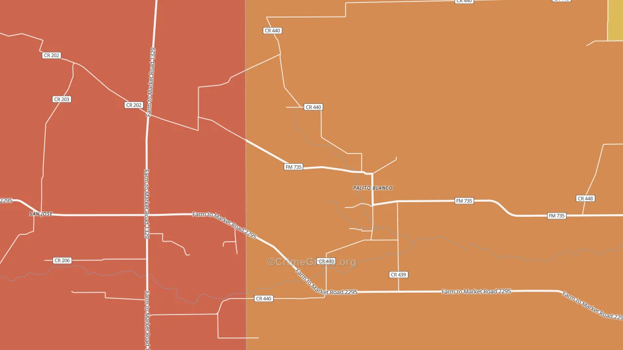 Palito Blanco, TX Map of Vandalism Rates