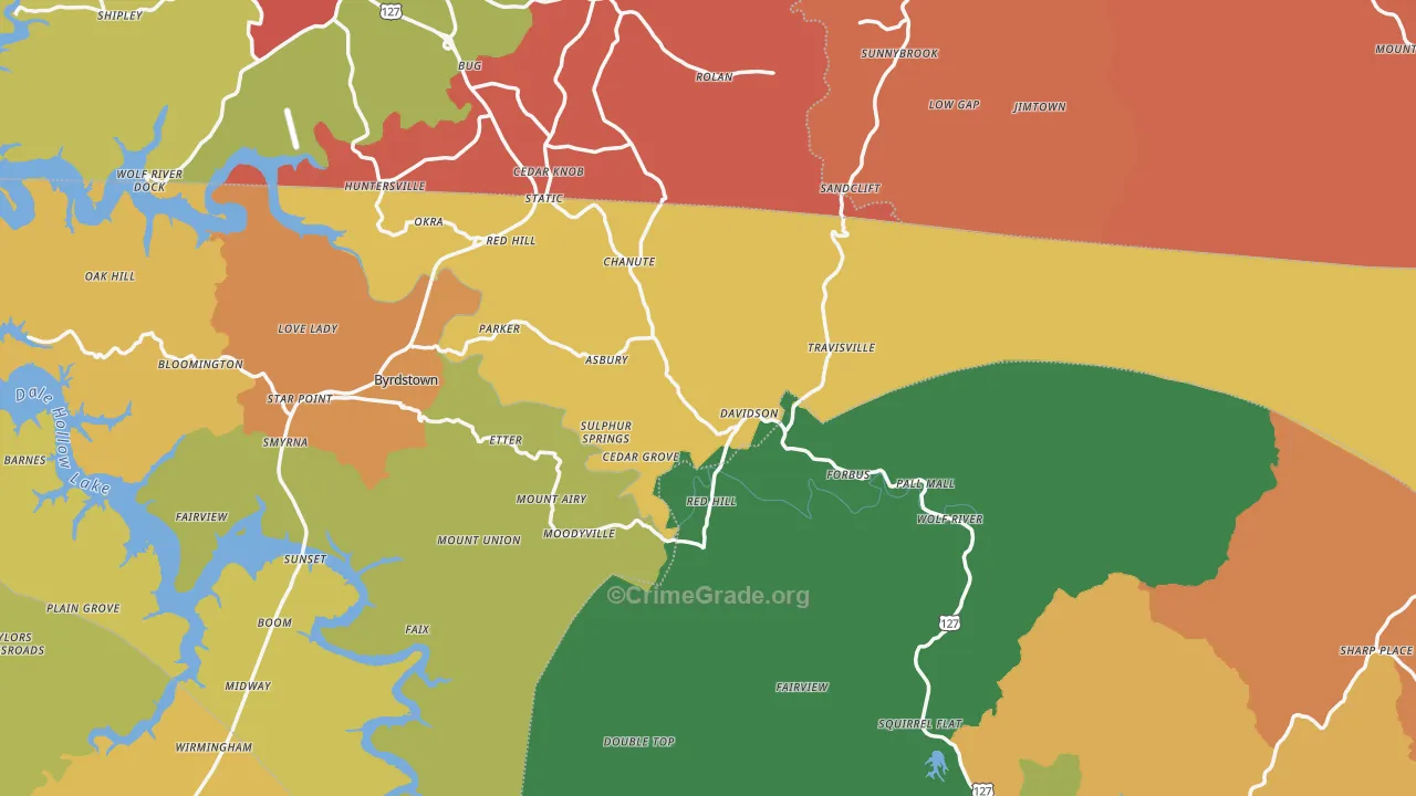 Pall Mall, TN Map of Vandalism Rates