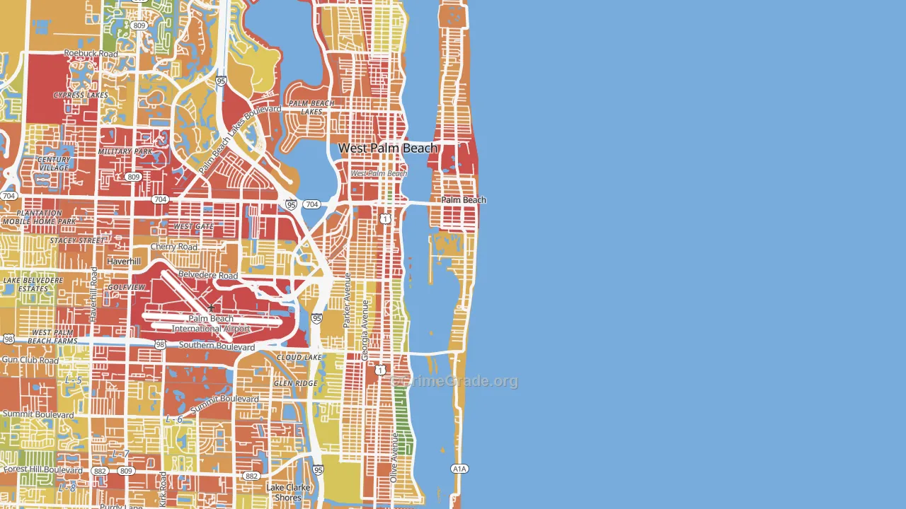 Palm Beach, FL Map of Vandalism Rates