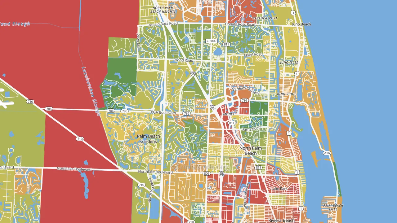 Palm Beach Gardens, FL Map of Vandalism Rates