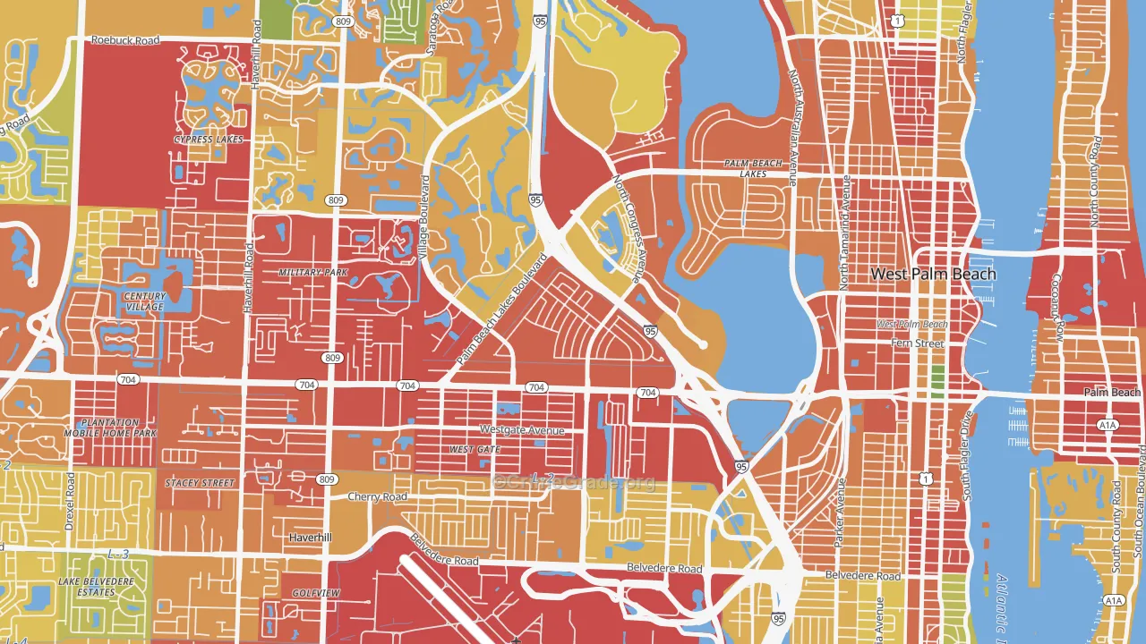 Palm Beach Lakes, West Palm Beach, FL Map of Vandalism Rates
