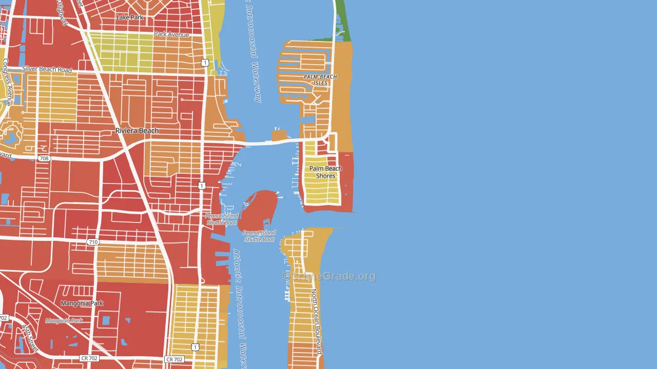 Palm Beach Shores, FL Map of Vandalism Rates