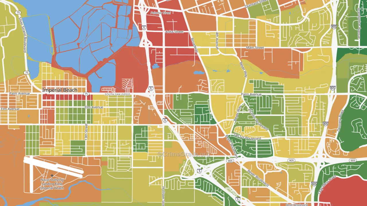 Palm City, San Diego, CA Map of Vandalism Rates