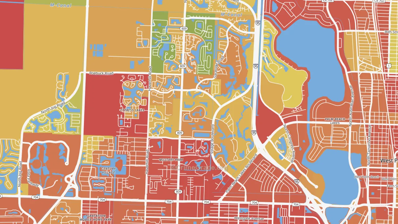 Palm Club Village, West Palm Beach, FL Map of Vandalism Rates