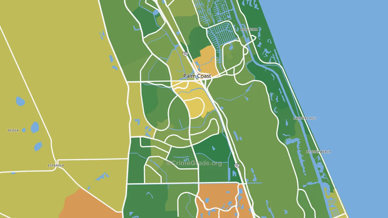 Palm Coast, FL Map of Vandalism Rates