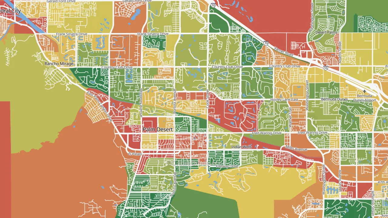 Palm Desert, CA Map of Vandalism Rates