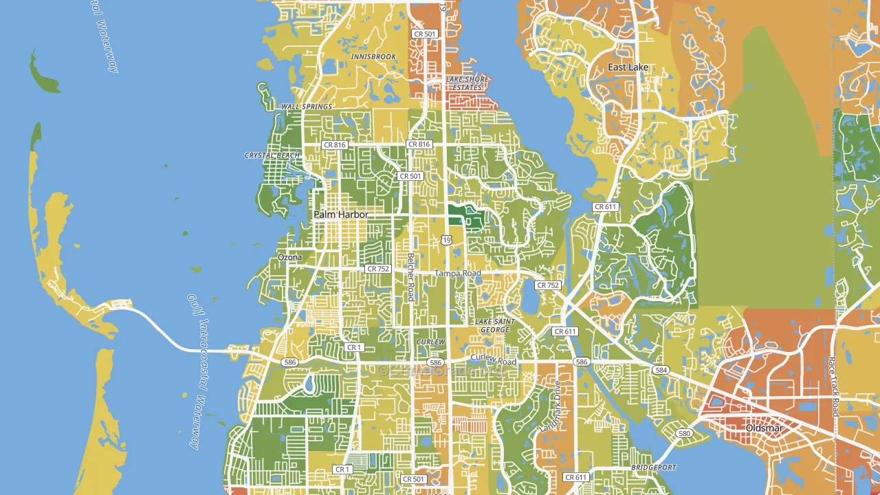 Palm Harbor, FL Map of Vandalism Rates