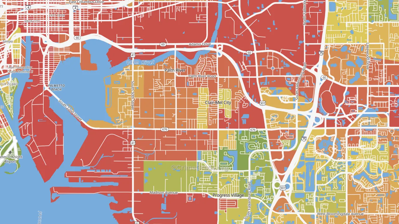 Palm River-Clair Mel, FL Map of Vandalism Rates